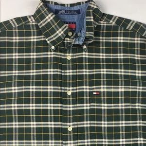 Vintage TH Dark Green Plaid Long Sleeve Shirt